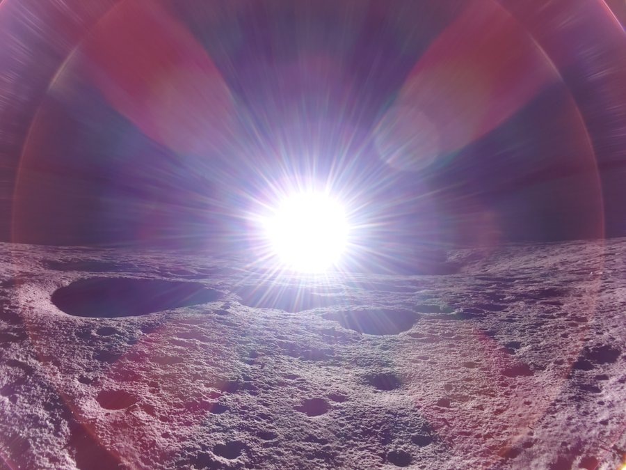 Восход Солнца на Луне, сфотографированный аппаратом Blue Ghost M1 2 марта после приземления (Firefly Aerospace).