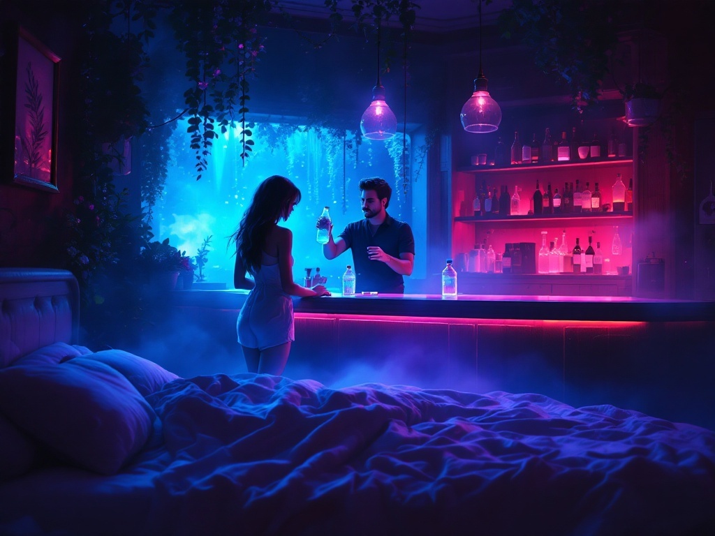    К чему такое снится: Женщина возмущённо общается с барменом у барной стойки, который передаёт ей открытую бутылку водки вместо ожидаемой воды.