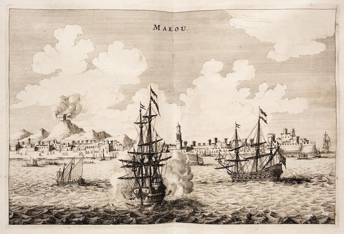 Битва за Макао 22-24 июня 1622 года. Автор Meurs, Jacob van Amsterdam, 1665 год.