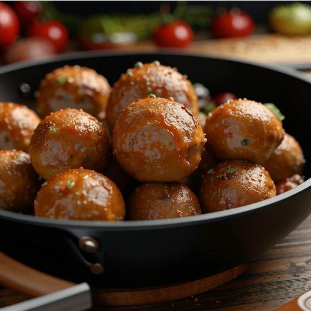 Фрикадельки из куриного фарша с базиликом и лимоном. Можно использовать индейку