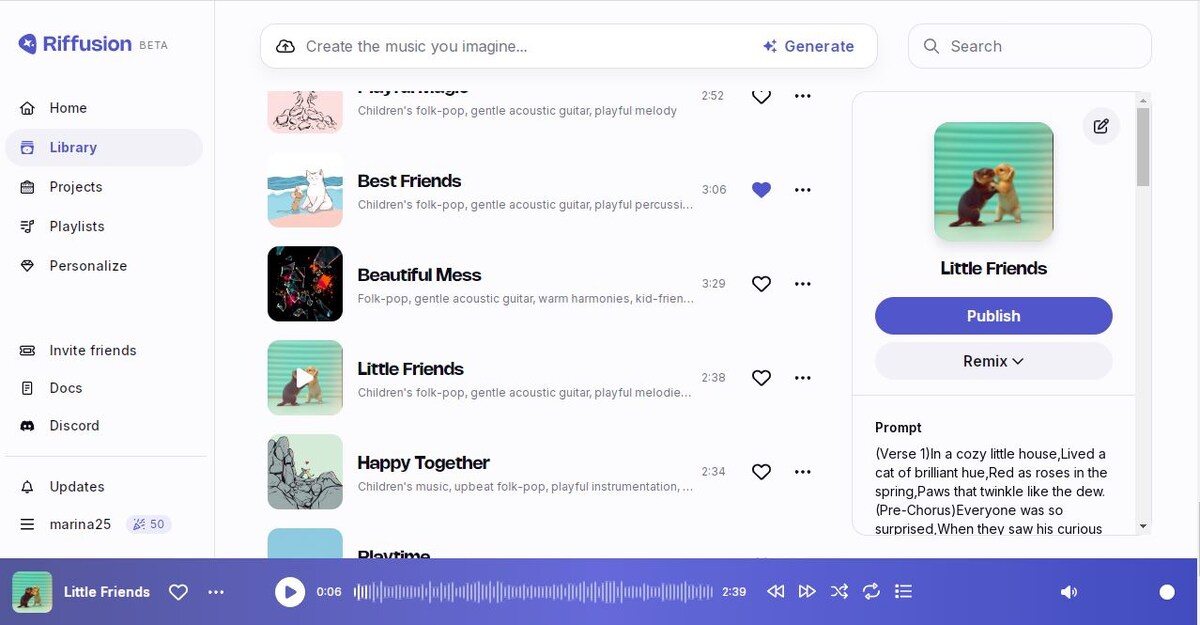 Интерфейс Riffusion