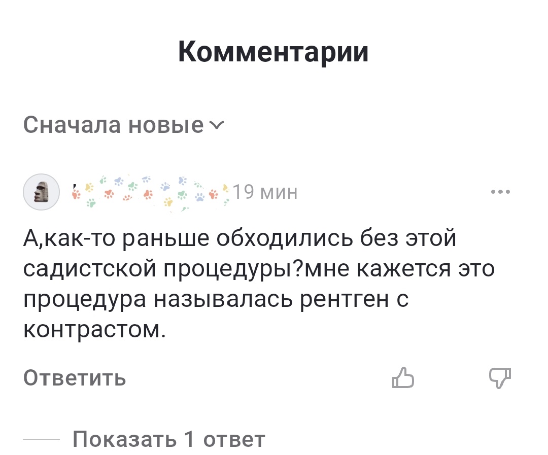 Скриншот комментария из статьи на канале