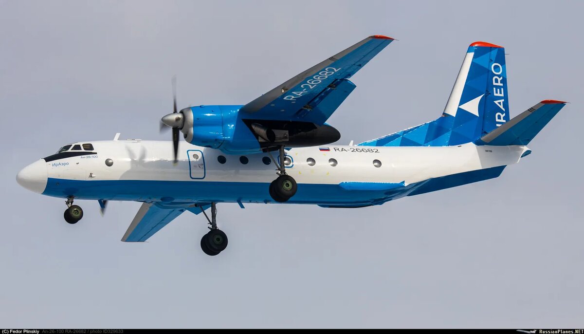 Пассажирский самолет Ан-26-100 RA-26682 авиакомпании «ИрАэро», фото 2024 года, источник: https://russianplanes.net/id329633