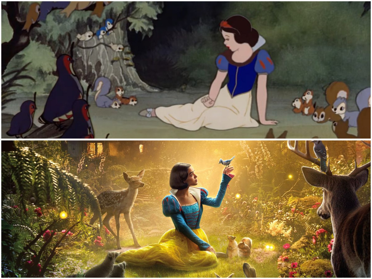 Белоснежка производства Дисней - 1937 и 2025. Коллаж автора канала