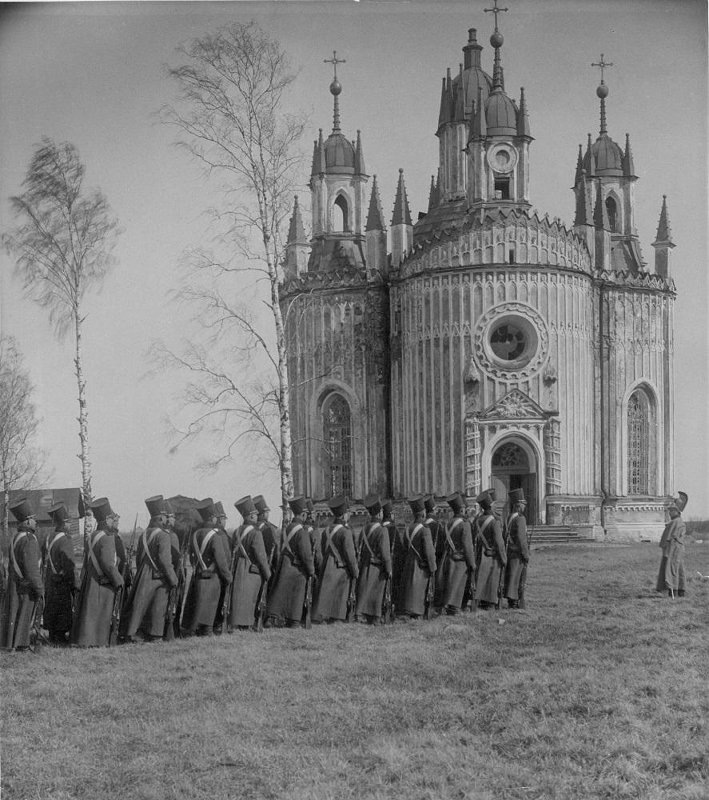 Чесменская церковь. Съёмки фильма "Союз великого дела". 1927 год 