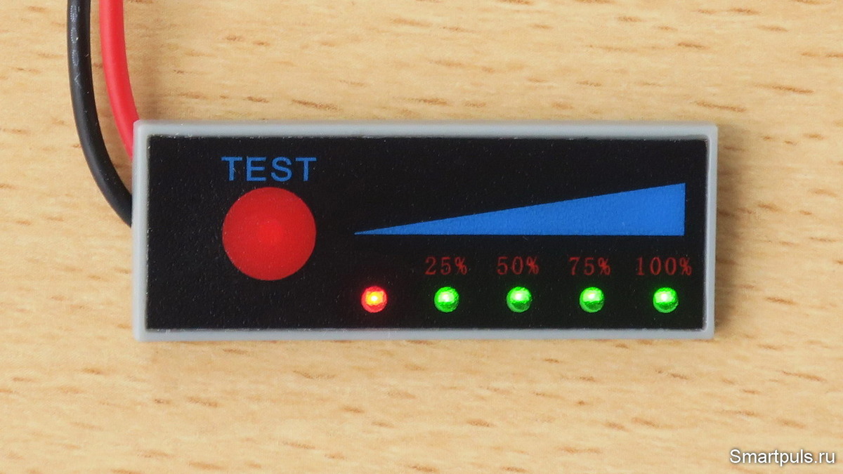Индикатор уровня заряда литий-ионного аккумулятора с тонкой конструкцией - тест и обзор