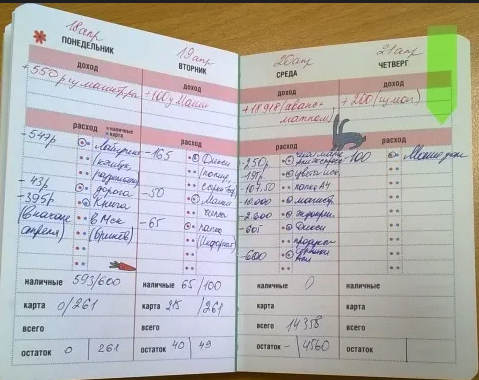 заполнение финансового дневника