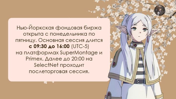 Рисунок 1.1 Нью-Йоркская биржа работает далеко не по графику Московской 