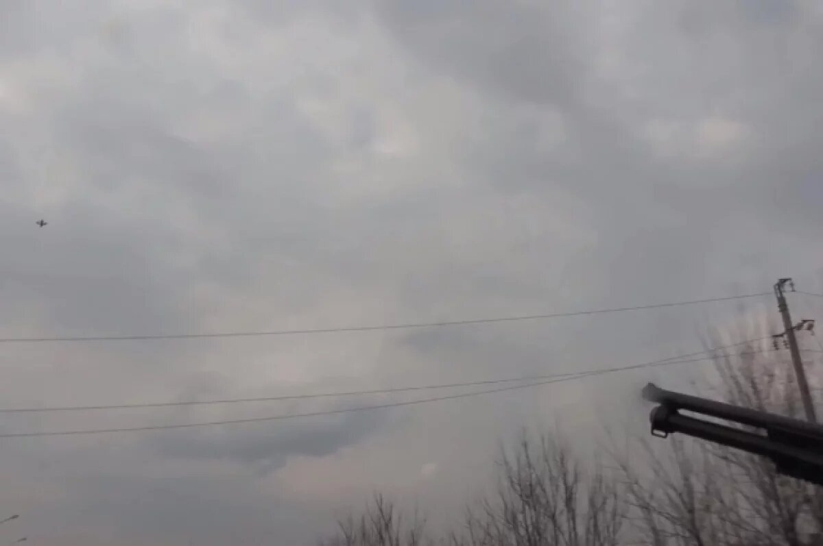    Появились кадры сбития российскими бойцами дрона ВСУ из дробовика