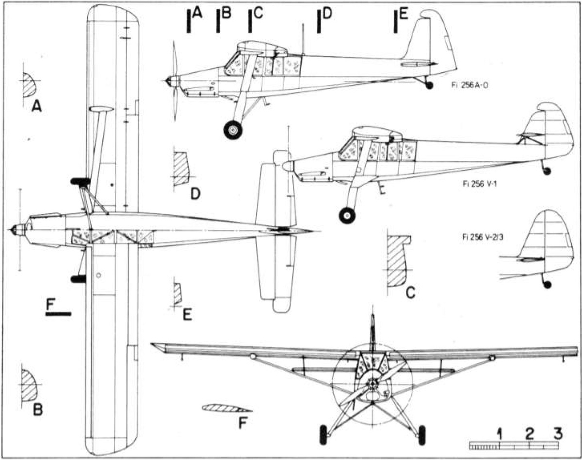 схемы опытных самолетов связи Fieseler Fi 256