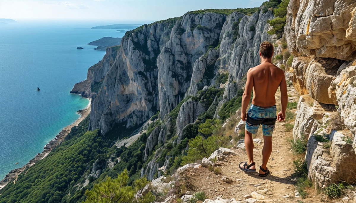 Самонадеянный турист в горах