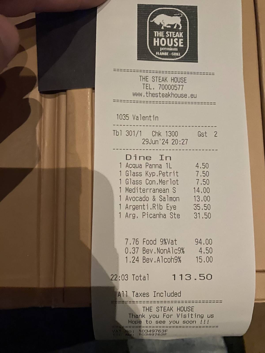 Средний чек в ресторане 100 евро...