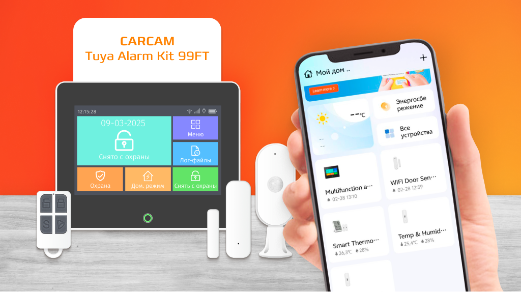 Состав и приложение для CARCAM Tuya Alarm Kit 99FT