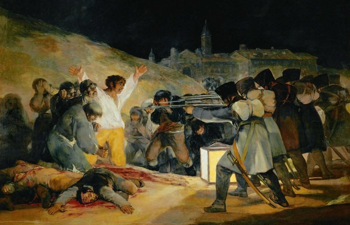«Третье мая 1808 года»
Произведение, посвященное событиям Испанской революции, показывает массовый расстрел повстанцев французскими войсками. Драматическая композиция и эмоциональная напряженность делают эту работу символом сопротивления и трагедии народа.