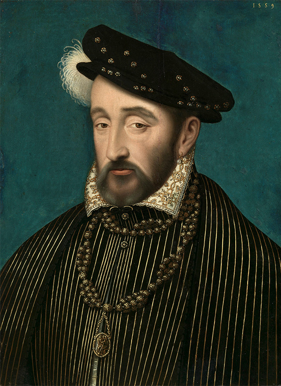 Французский король Генрих II Валуа (1519–1559) / Портрет работы Франсуа Клуэ, 1559 г.