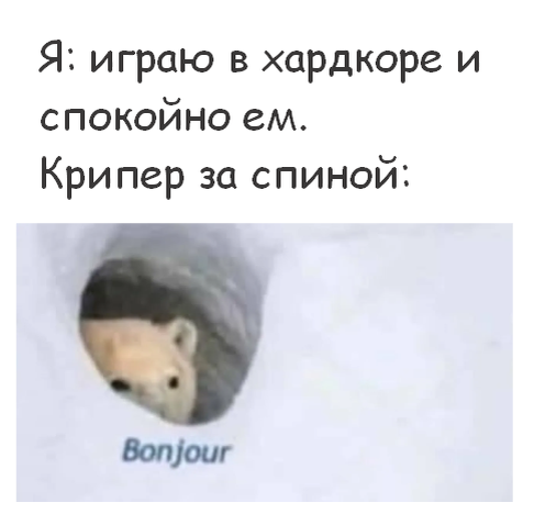 Ребята, именно так я и сдох в Minecraft хардкоре в прошлый раз... Грустный мем получился...