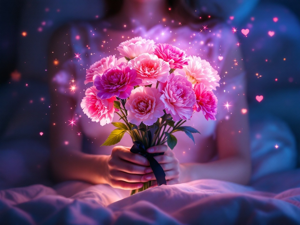    К чему такое снится: На картине изображен человек в полуобороте, держащий в руках букет из семи гвоздик. Четыре из них связаны черной лентой, три остальные — обычные, без украшений. Окру