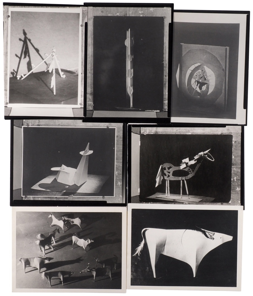 Подборка из 7 фотографий бумажных скульптур Льва Юдина. 1935.