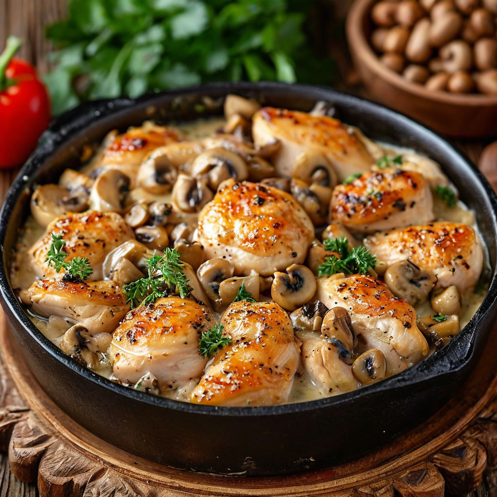 Сметанный соус в этом блюде служит связующим звеном между ингредиентами, придавая им кремовую текстуру и лёгкую кислинку.