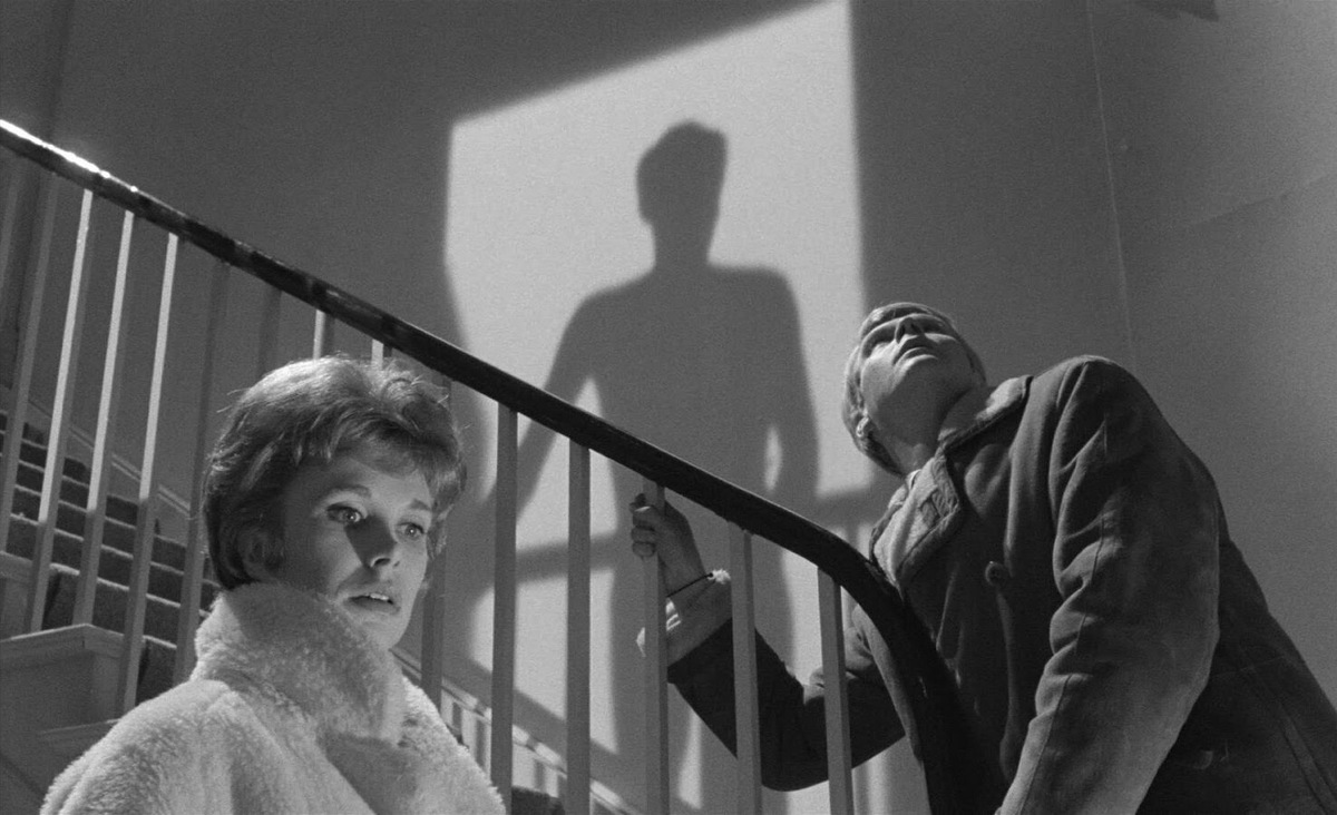 Кадры из фильма «Слуга» (1963): Сьюзан, Тони и тень Баррета