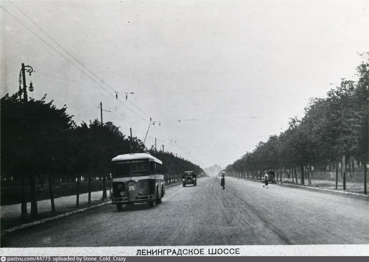1934-1935 гг., г. Москва, Ленинградское ш., троллейбус ЛК-4, фото: https://pastvu.com/p/44775