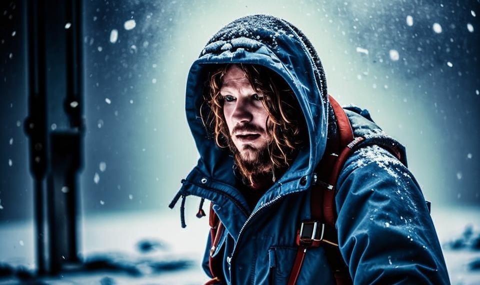 Суровый путник в снегах Севера.