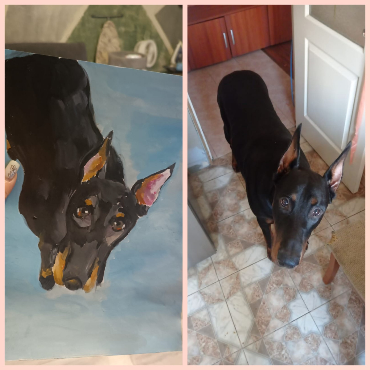 Веня, собачка нашей крестной, рисунок дочки