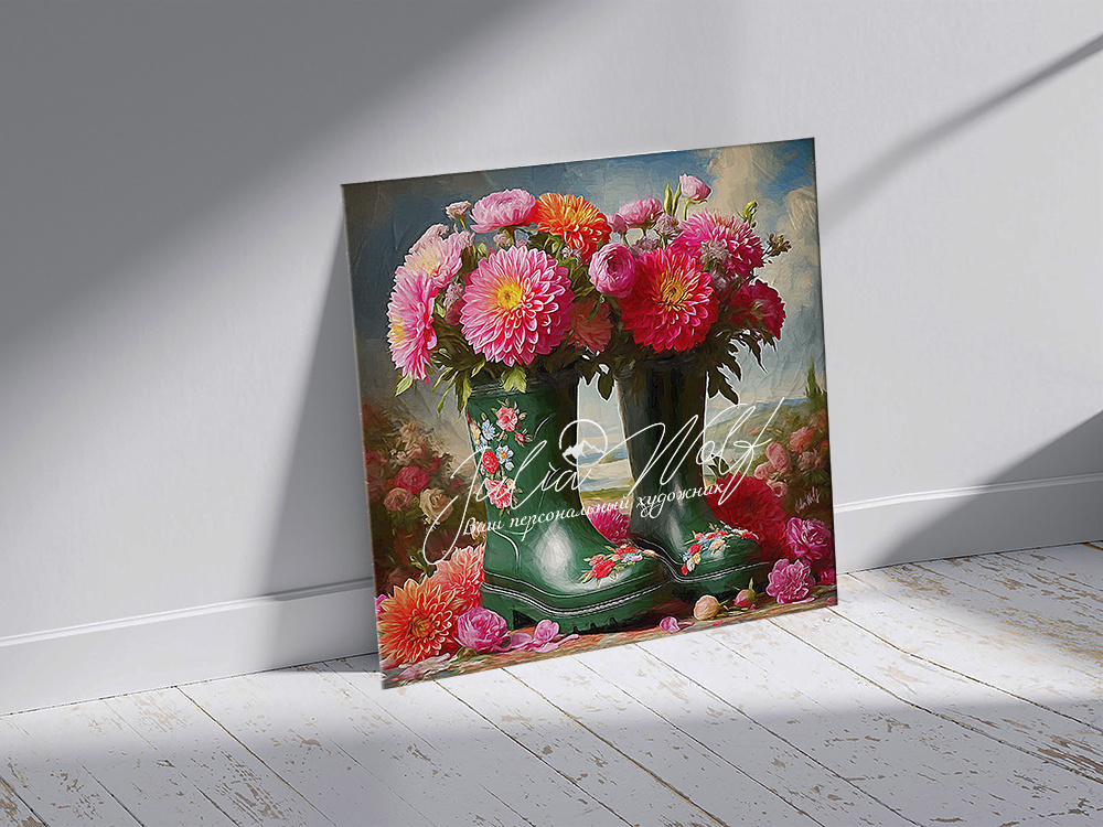 Картина «Колоши с цветами» в интерьере