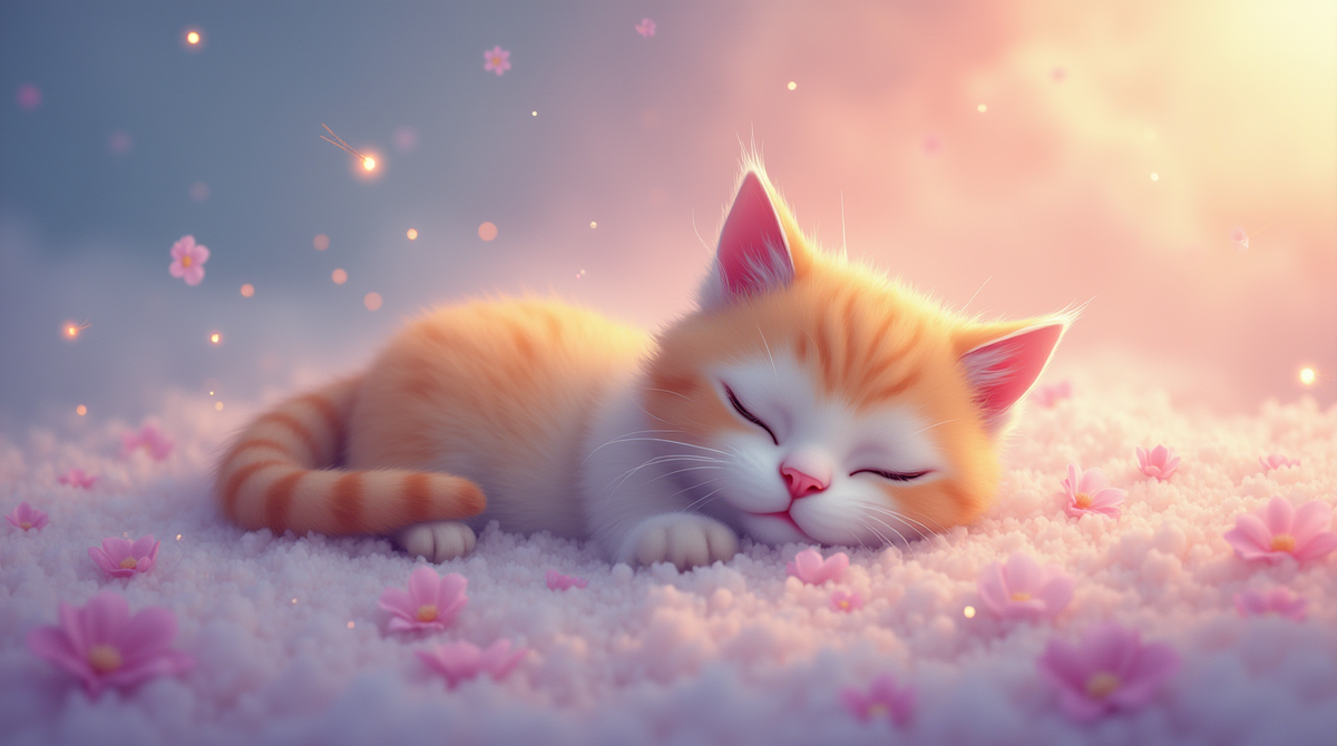 Милый котик в мире снов