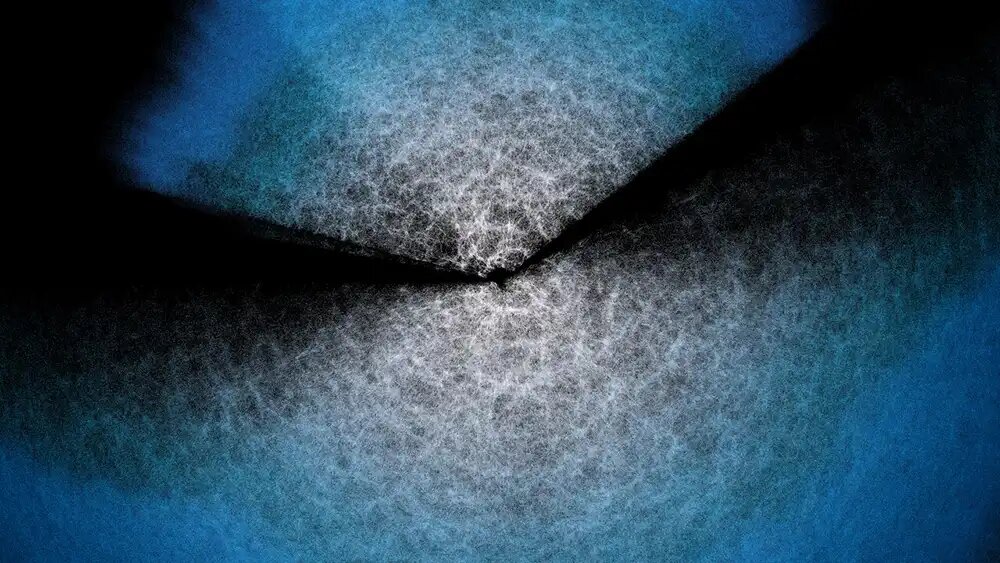 Два «веера», соответствующие двум основным областям, которые наблюдал DESI, над и под плоскостью нашего Млечного Пути.