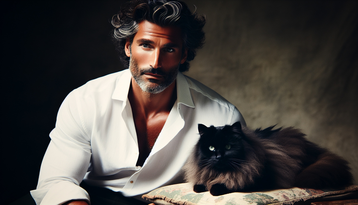 примерно так ИИ представляет Баюна в мужском и котячьем виде