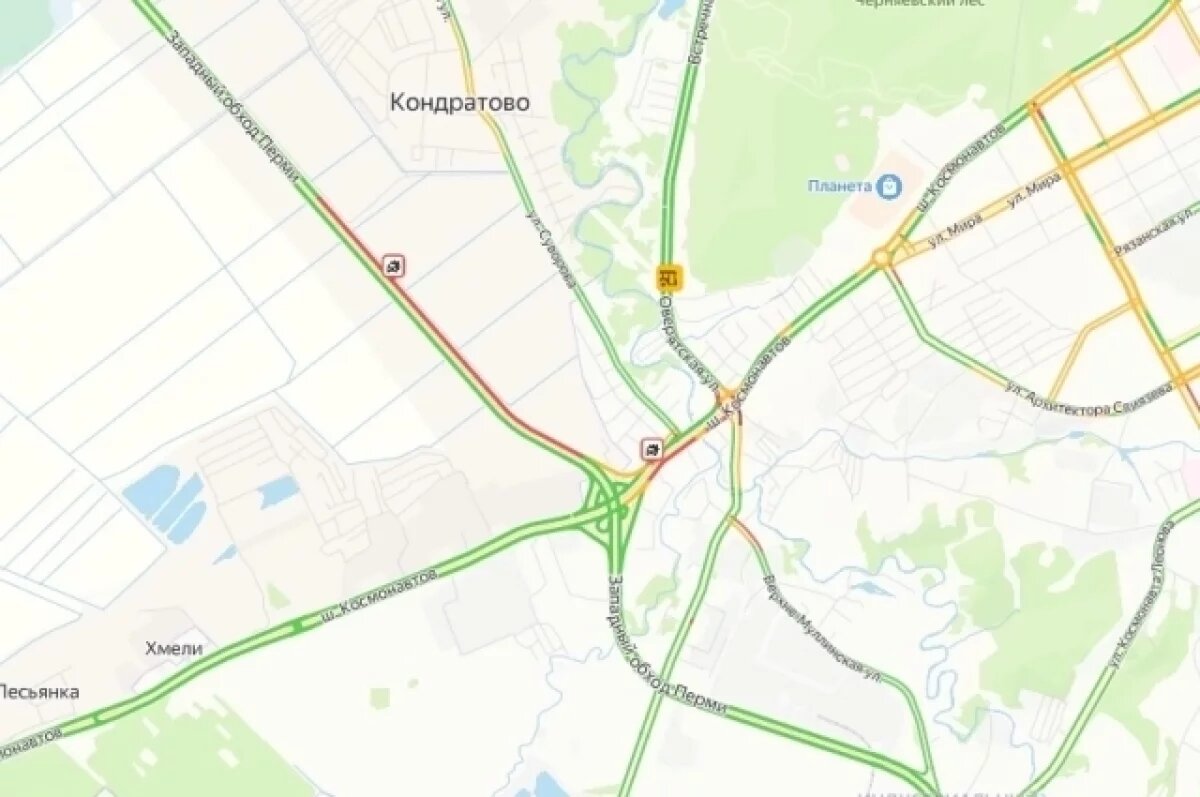    Автобусы пустили в объезд из-за ДТП и пробки на Западном обходе Перми