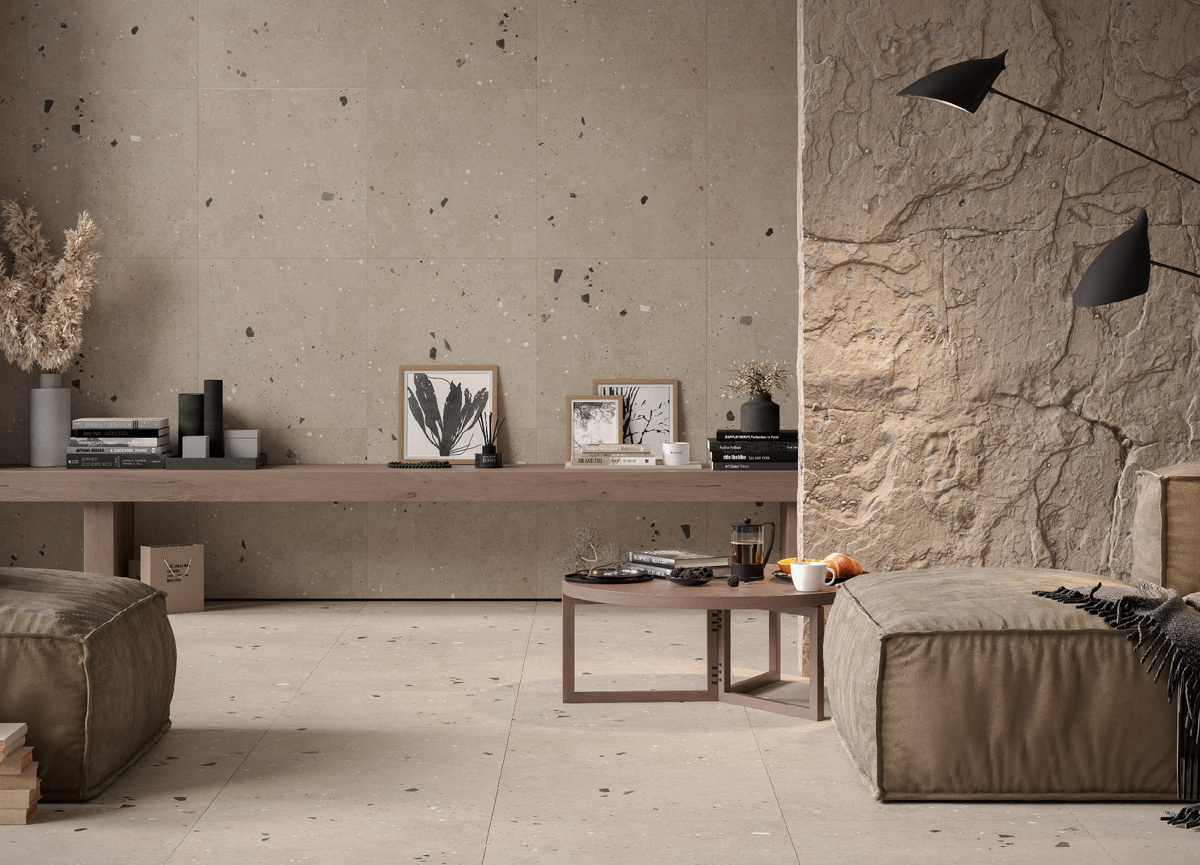 Интерьер с керамогранитом из коллекции Etagi от KERRANOVA