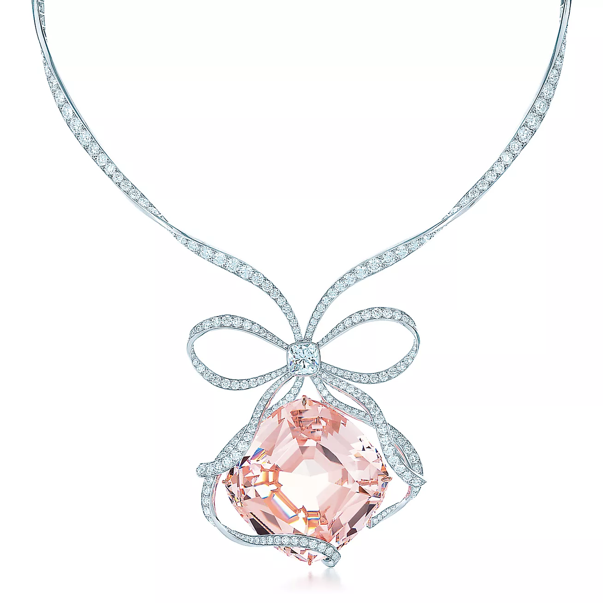 Колье, 175-каратный морганит, платина, бриллианты, Tiffany & Co