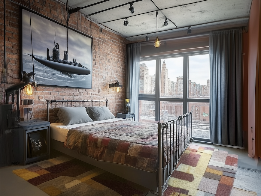 Спальня в стиле лофт