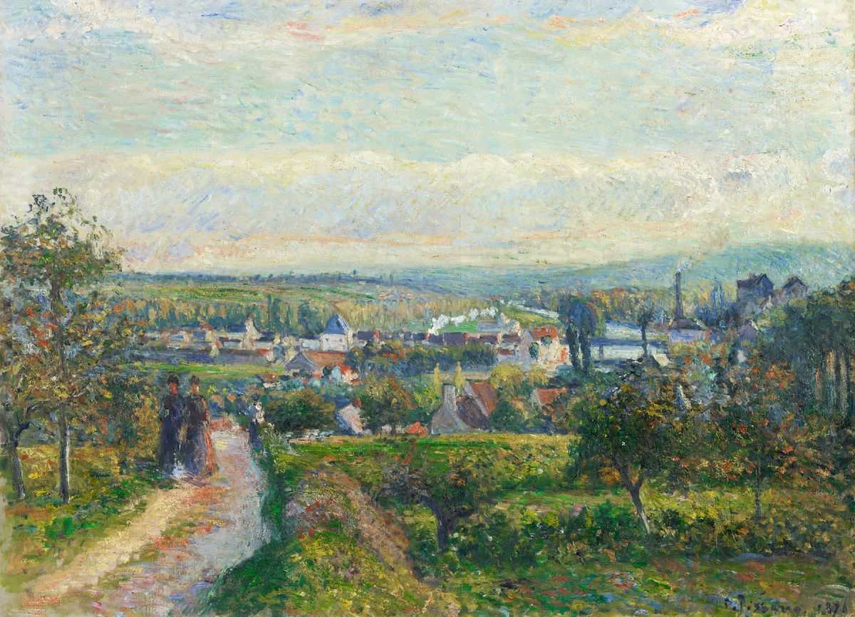 View of Saint-Ouen-l’Aumône (ca. 1876) by Camille Pissarro. Original from The National Gallery of Art. Digitally enhanced by rawpixel.