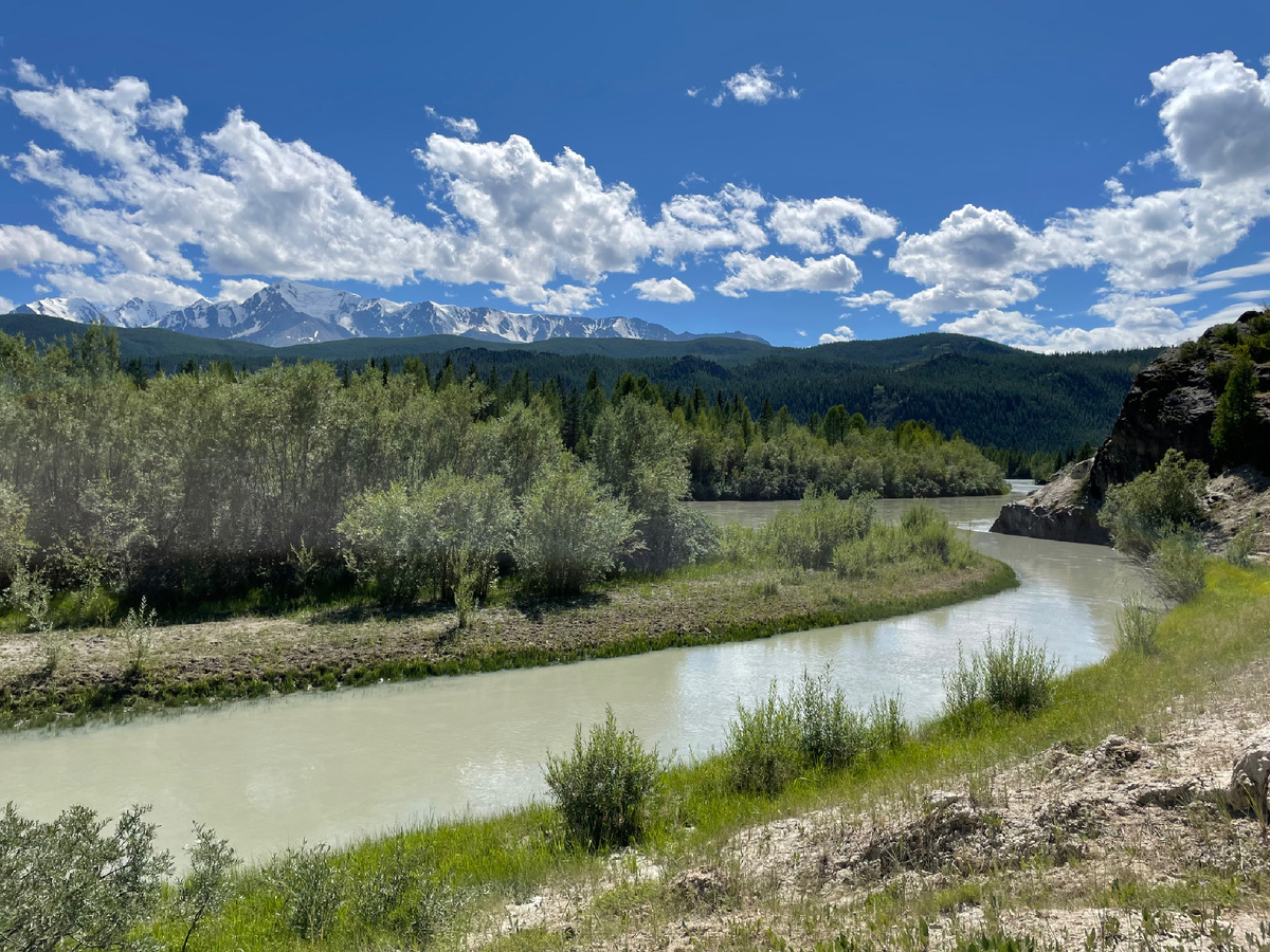 Чуйские меандры, вид на Северо-Чуйский хребет