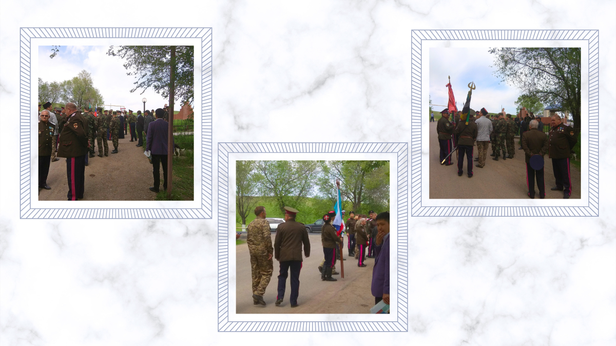 Казахстан п.Узунагач. Мазар Сарыбай би ата, Казаки всместе с батюшкой приехали к мавзолею Сарыбай би ата.