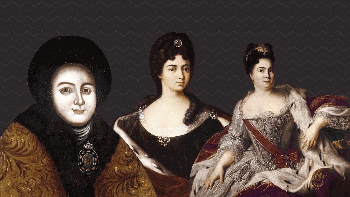 Слева направо: Евдокия Лопухина, Анна Монс и Марта Скавронская (Екатерина I)