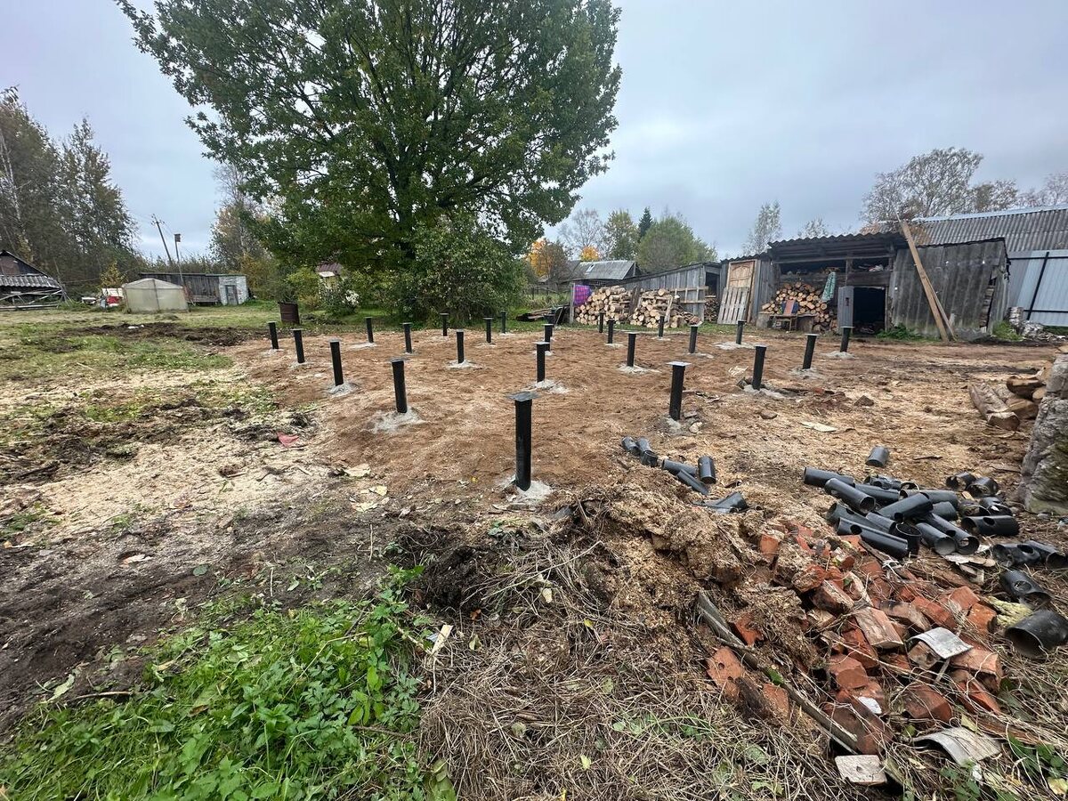 Процесс монтаж свайно-винтового фундамента