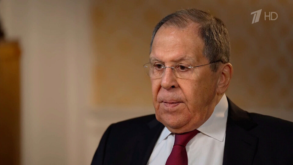   Сергей Лавров. Фото: стоп-кадр видео интервью на Первом