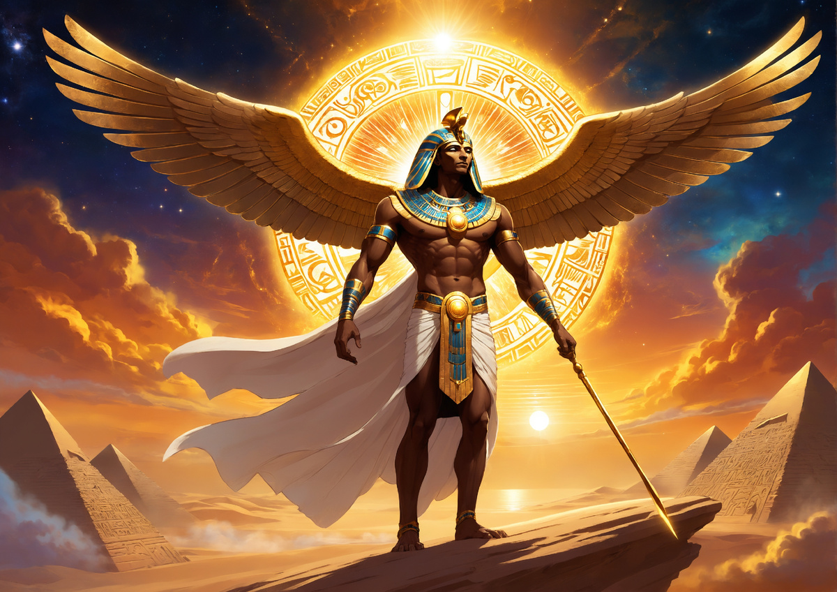 Ра — бог солнца. (изображение сгенерировано)