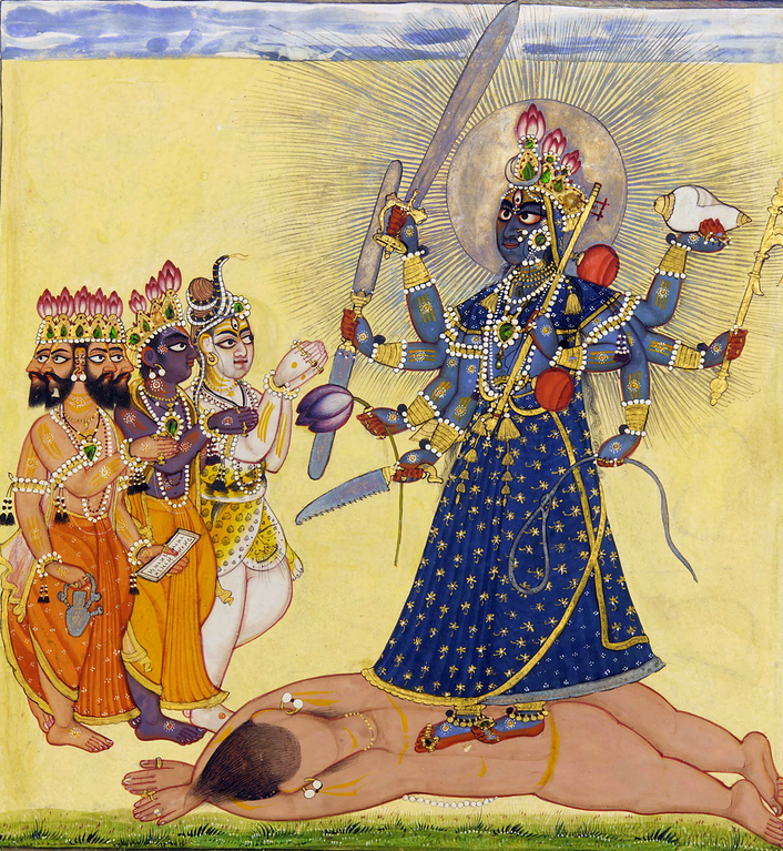 Богиня Бхадракали, почитаемая богами: из тантрической серии Деви, около 1660-70 гг. Изображение: Freer Gallery of Art