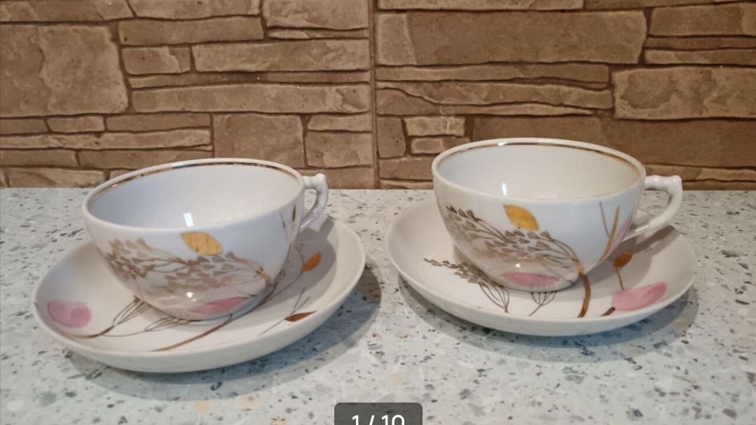 Чайные пары Дулево " Мимоза розовая"