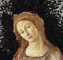 Сандро Боттичелли, «Весна», 1482 . Дерево, темпера. 203 × 314 см. Галерея Уффици, Флоренция, Италия. Фрагмент. 
