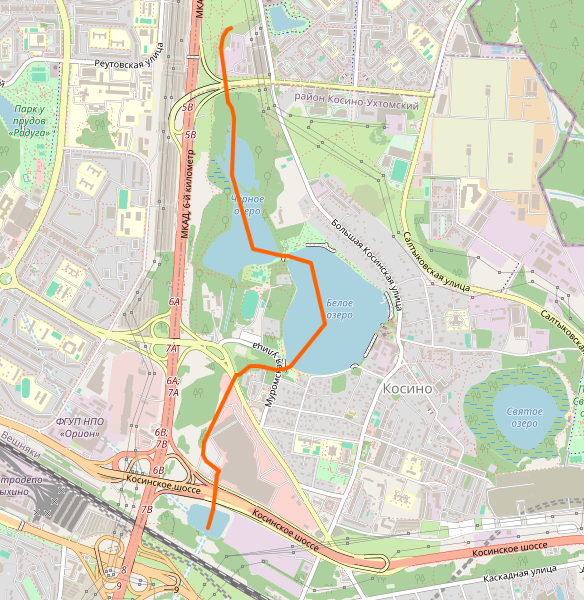 Косинский ручей по данным сайта «openstreetmap.ru».
