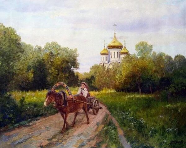 Панов Эдуард Порфирьевич (Род. 1948). Вечерний звон. Источник иллюстрации: https://moyarozochka.livejournal.com/238526.html