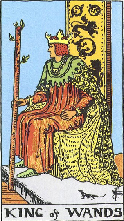 Эта карта сулит благоприятные вести. Дела идут успешно, и, возможно, кто-то окажет вам помощь в какой-то области жизни. Стоит ожидать неожиданного дохода или предложения о новой должности. Для женщины Король Жезлов может означать встречу с богатым поклонником. Также есть вероятность, что знаки внимания начнёт оказывать ваш руководитель. Однако только от вас зависит, станет ли этот «служебный роман» удачным. В течение дня вы получите важное известие, которое может изменить одну из сфер вашей жизни. Если речь идёт о деловой сфере, то переговоры и запуск новых проектов пройдут успешно. Ваше руководство оценит ваш энтузиазм, а трудолюбие будет вознаграждено. В любовных отношениях карта предсказывает, что партнёр приготовит небольшой подарок. Возможно, это будут планы на совместный отдых в одной из восточных стран.