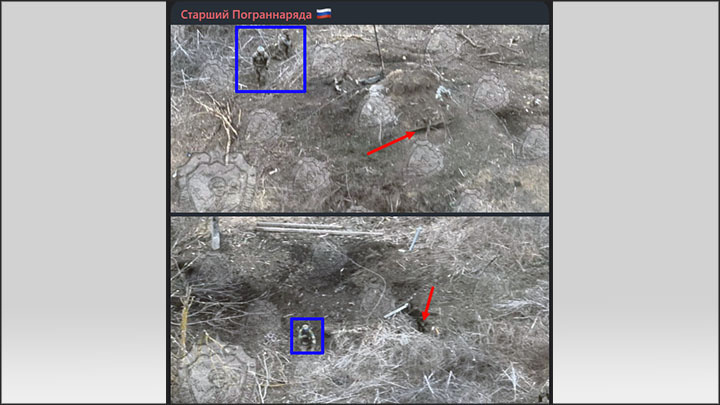    Та самая ситуация: украинский спецназ на поверхности, русские ведут огонь из подземных укрытий. Скриншот с ТГ-канала " Старший Пограннаряда"
