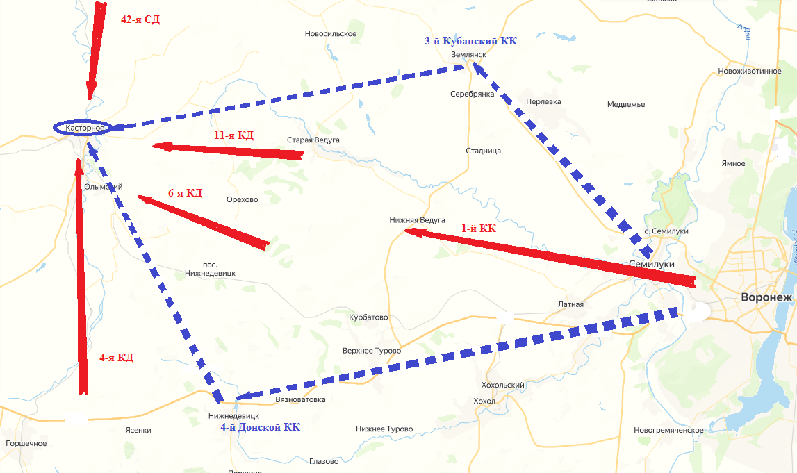 Бой за Касторное 05-15.11.1919г. Схема автора